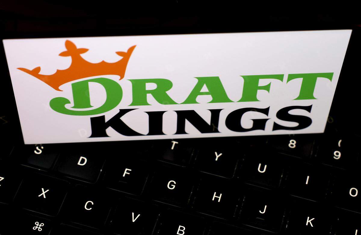 In this photo illustration, the DraftKings logo is displayed on a phone screen on Feb. 15, 2024 in San Anselmo, California. 