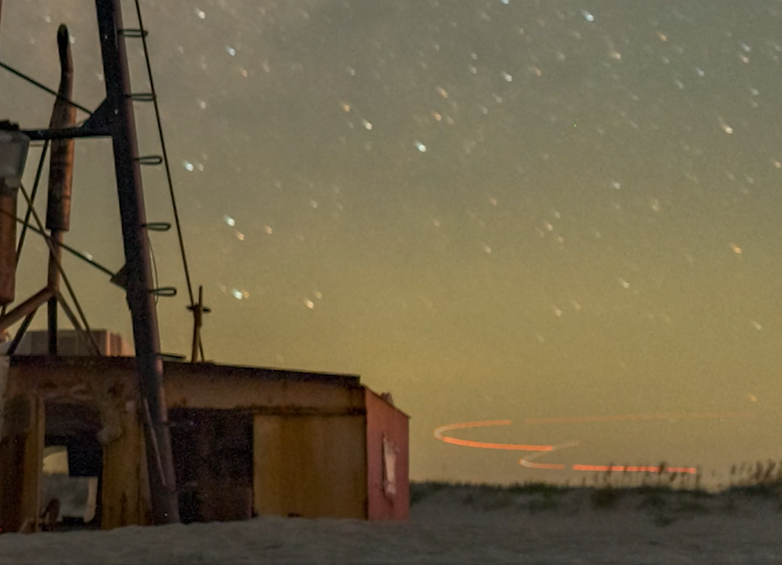Wes Snyder recording time lapse photos off the Outer Banks and found mysterious "red trails" that some say are UFOs. Others believe it is military craft.&nbsp;