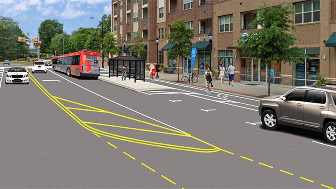 Fewer lanes for cars and newfangled lanes for bikes are part of Oberlin Road overhaul
