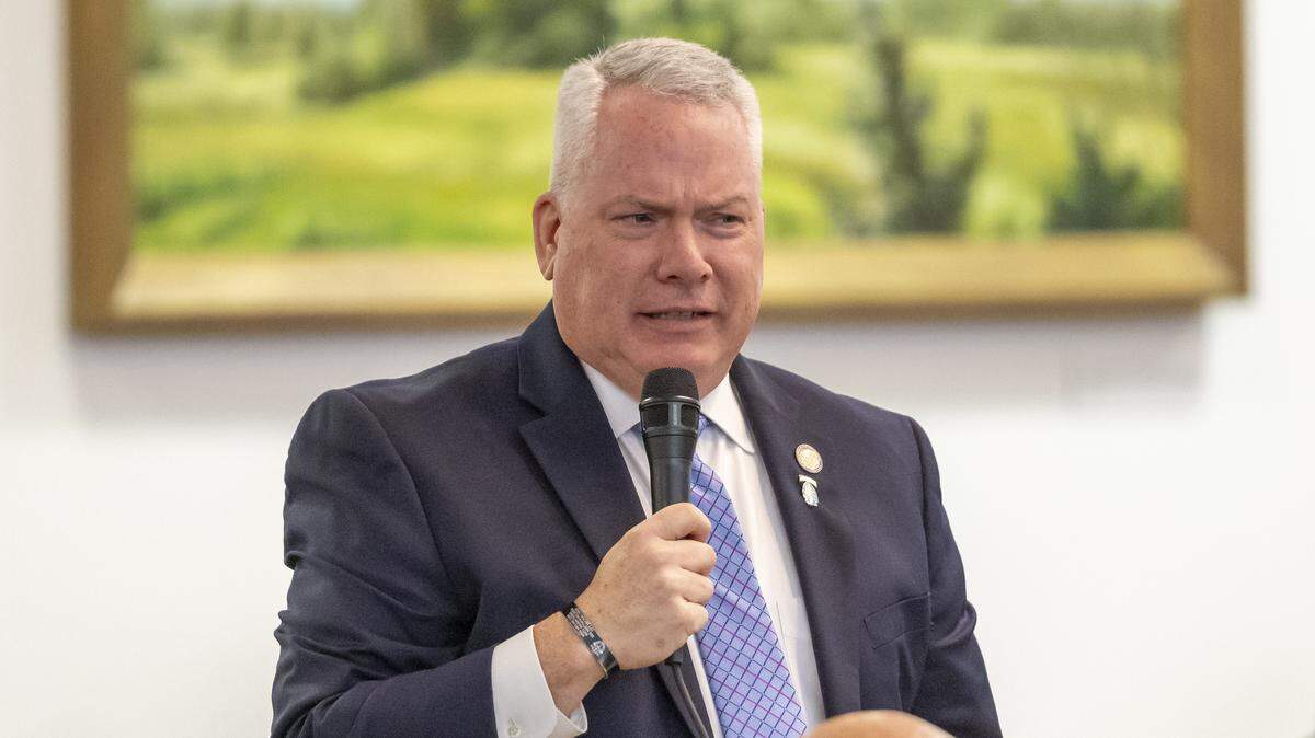 Rep. Grant Campbell, MD, speaks on Senate Bill 403, which authorizes the state to seek federal approval for implementing Medicaid work requirements, during debate of the bill on the House floor on Tuesday September 23, 2025 at the NC General Assembly in Raleigh, N.C.