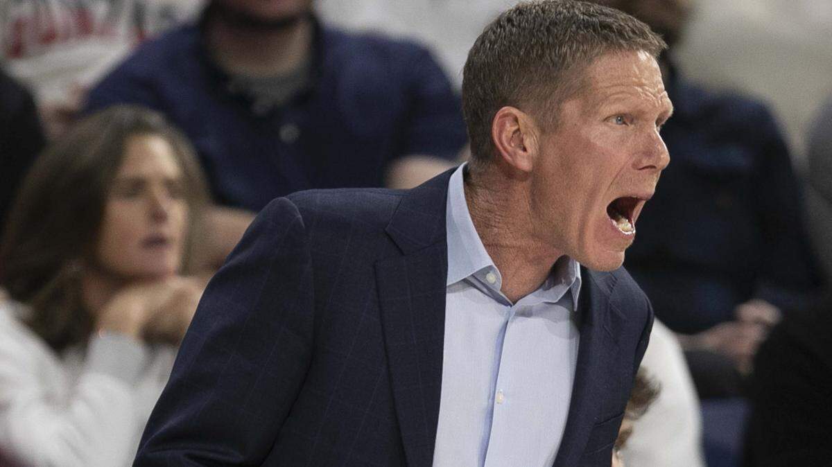 Gonzaga coach Mark Few speaks his mind during one of the Bulldogs’ games.