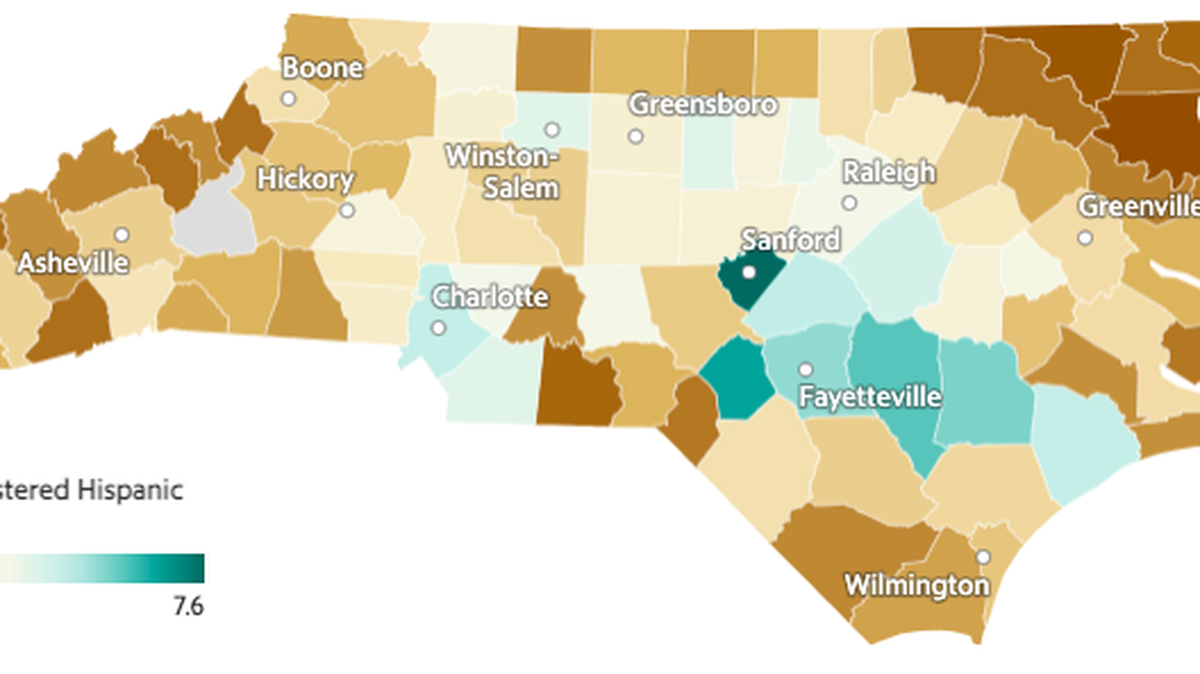 North Carolina’s Hispanic population broken down by registered voters.