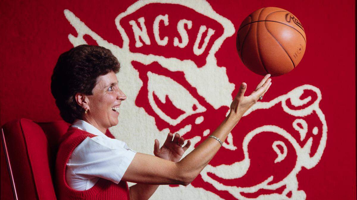 N.C. State women’s basketball coach Kay Yow, photographed in her office in 1986.