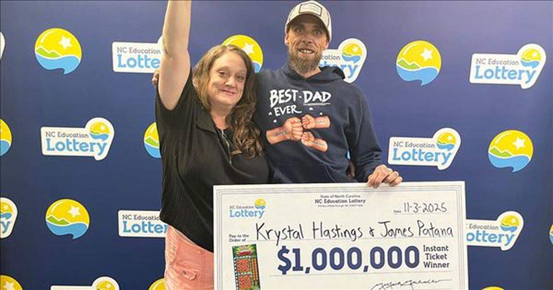 Krystal Hastings and James Patana of Wilmington won a $1 million playing Lucky Loteria, according to the N.C. Education Lottery.