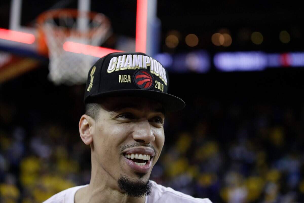 Toronto Raptors guard Danny Green celebrates after the Raptors defeated the Golden State Warriors in Game 6 of the 2019 NBA Finals on June 13.
