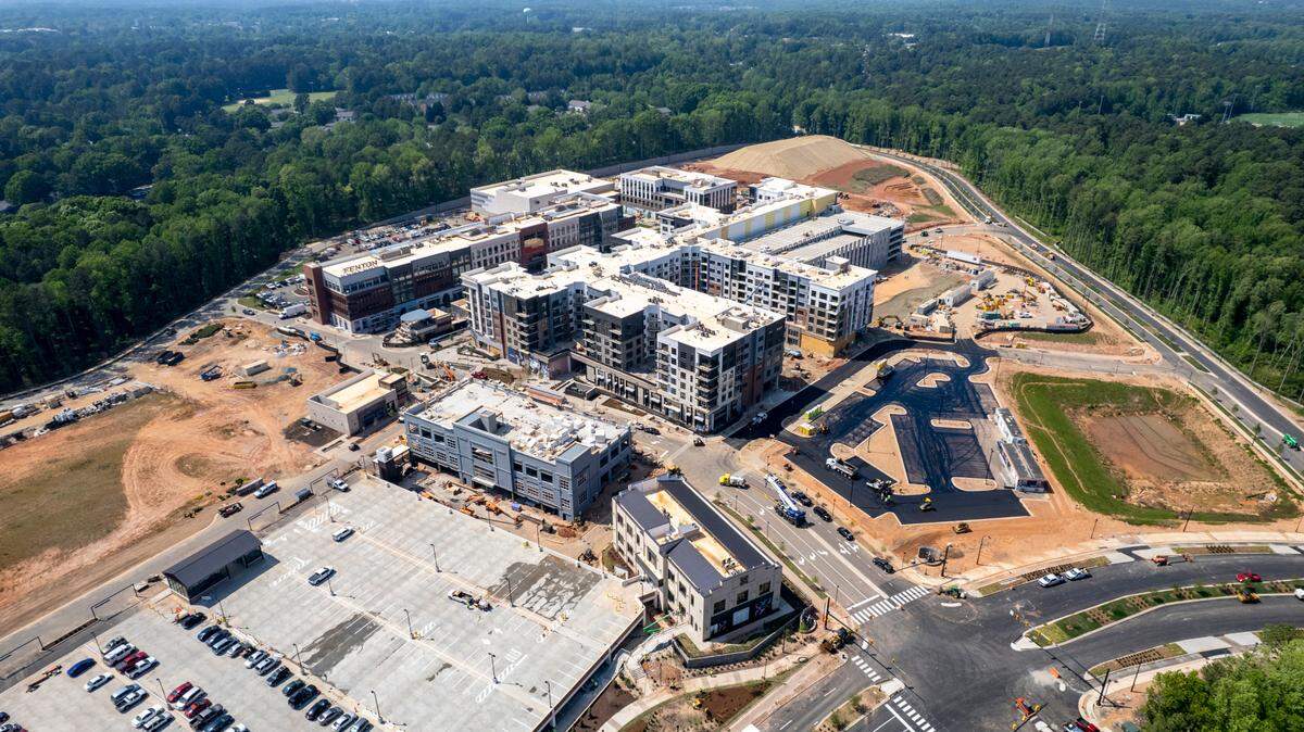 Construction nears completion at The Fenton, a mixed use development in Cary Monday, April 25, 2022.