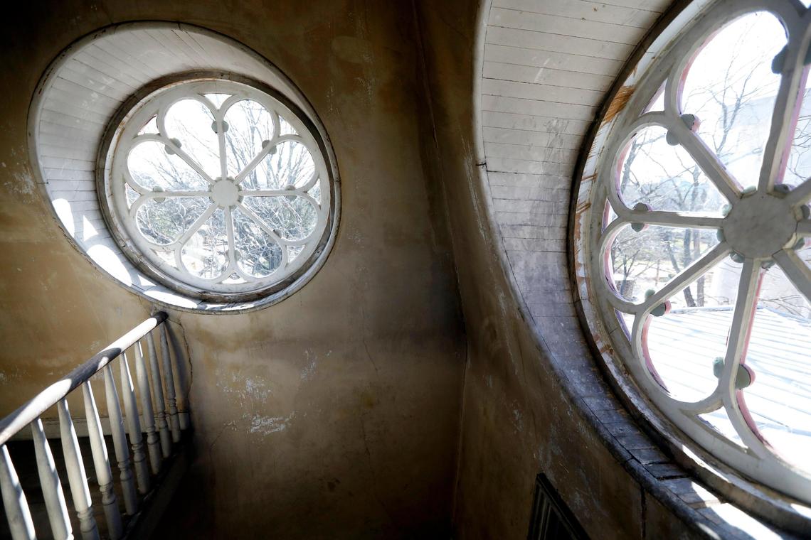 The view from the top of the distinctive tower of the Heck-Andrews House on North Blount Street in Raleigh, N.C., photographed Wednesday, January 30, 2019. The inside of the historic Heck-Andrews House on North Blount Street in downtown Raleigh was once in ruins. The N.C. Association of Realtors is bringing it back to life.