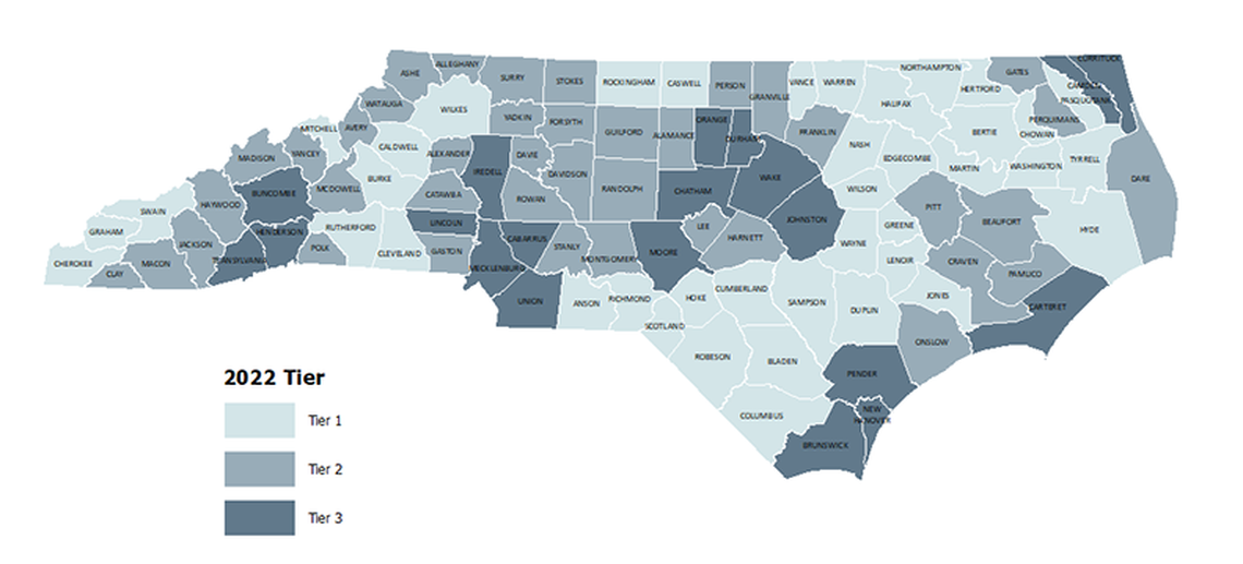 North Carolina’s 2022 tier rankings.