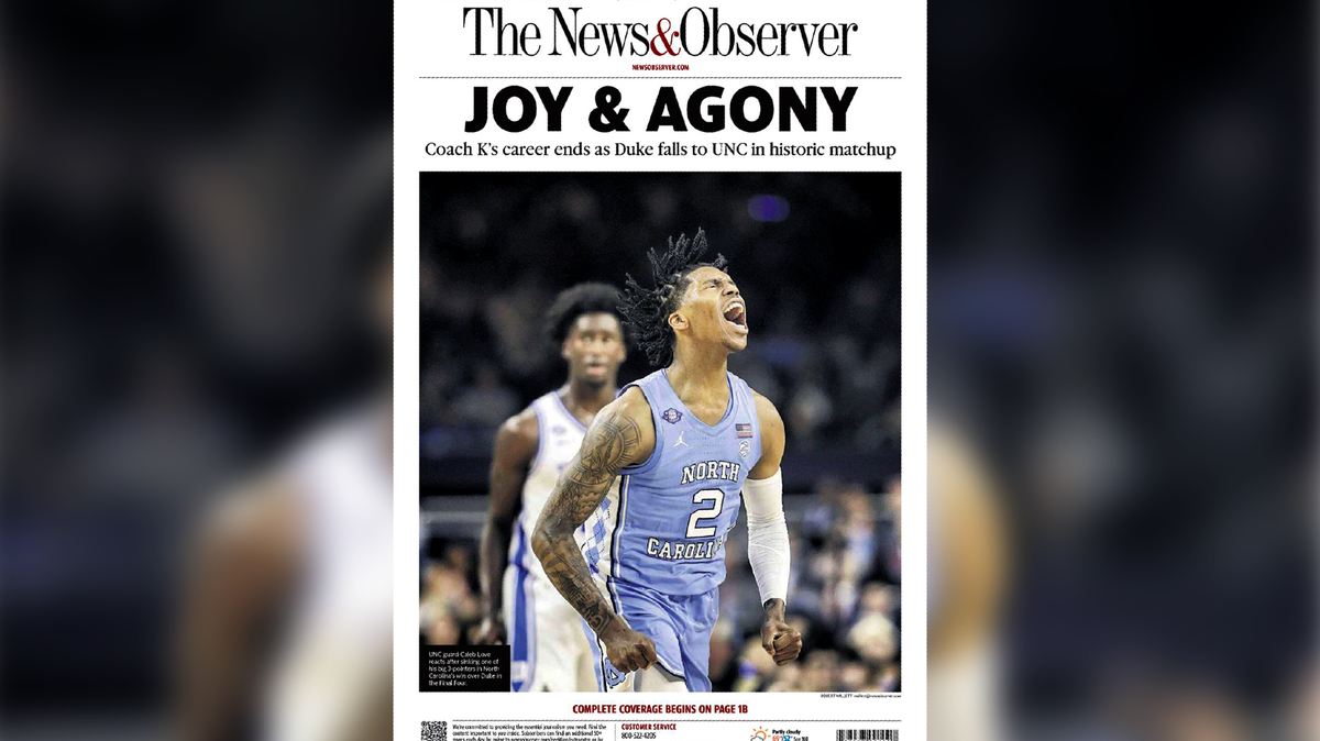 The News & Observer’s first NFT captures the historic North Carolina-Duke men’s basketball game from April 2, 2022, in the 2022 NCAA Final Four. The cover was published April 4, 2022.