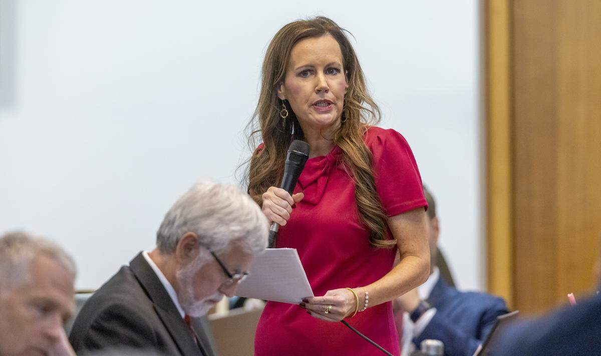 Rep. Tricia Cotham speaks during the House session on Sept. 23, 2025, at the NC General Assembly in Raleigh, N.C.