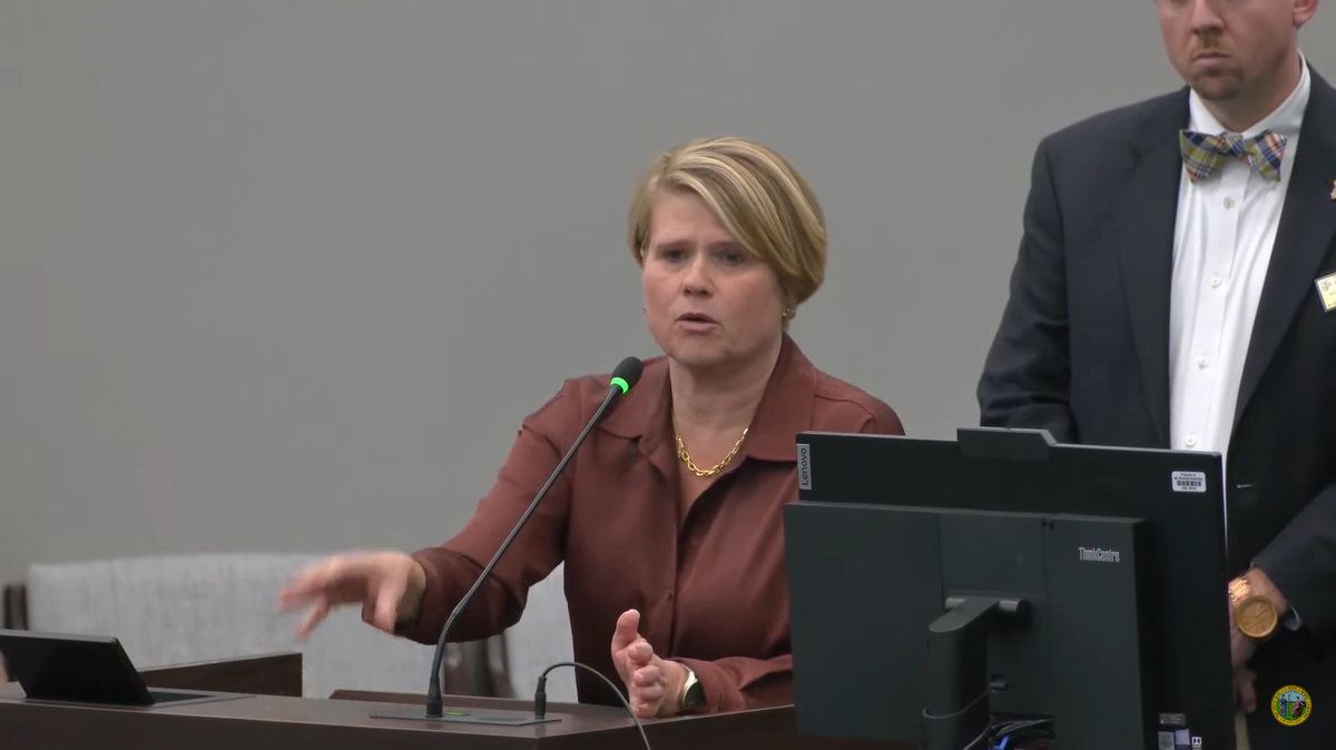 State Superintendent of Public Instruction Catherine Truitt presents model for changing how North Carolina grades schools at the state House Education Reform Committee meeting in Raleigh on Feb. 26, 2024.