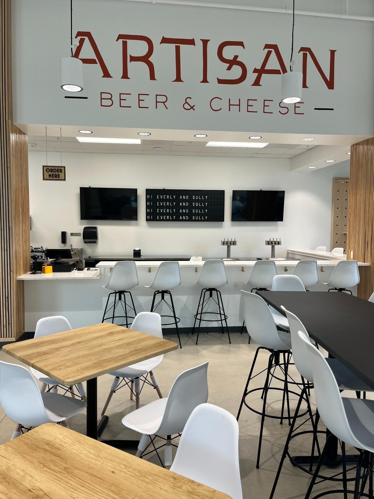 Artisan Beer & Cheese, a new business in Rolesville, North Carolina, will feature indoor and outdoor seating for customers who want to enjoy food and drinks in store.