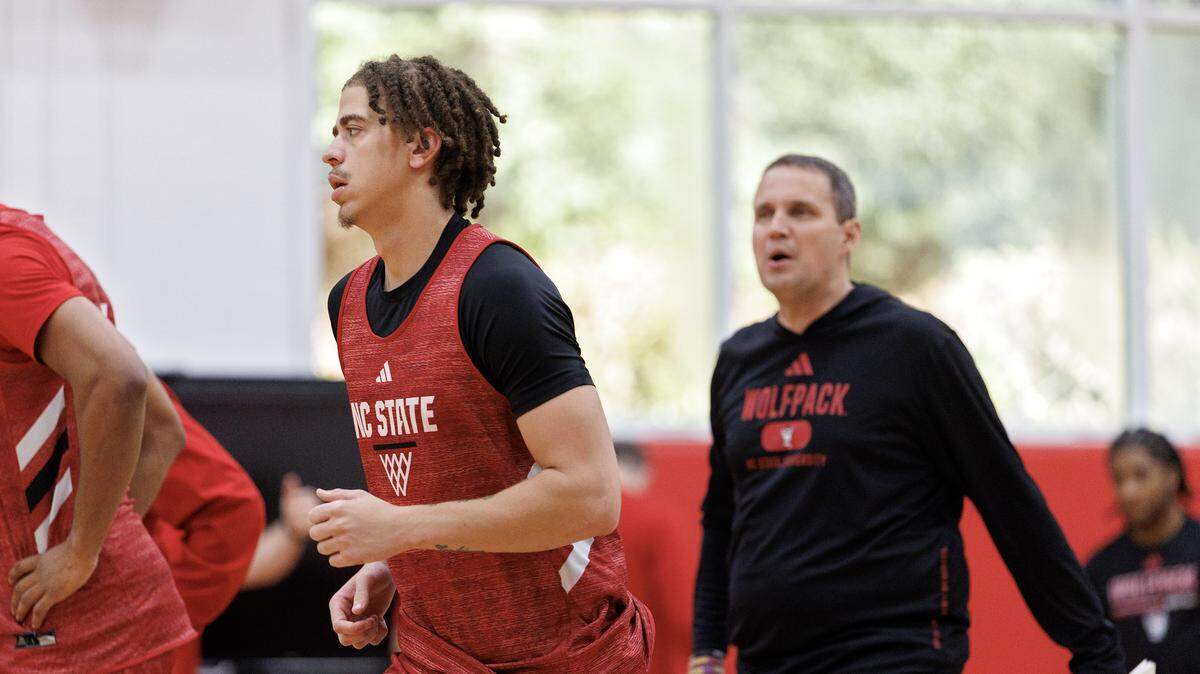 N.C. State’s Jordan Snell runs a drill during practice at Dail Basketball Center on Monday, Sept. 22, 2025, in Raleigh, N.C.