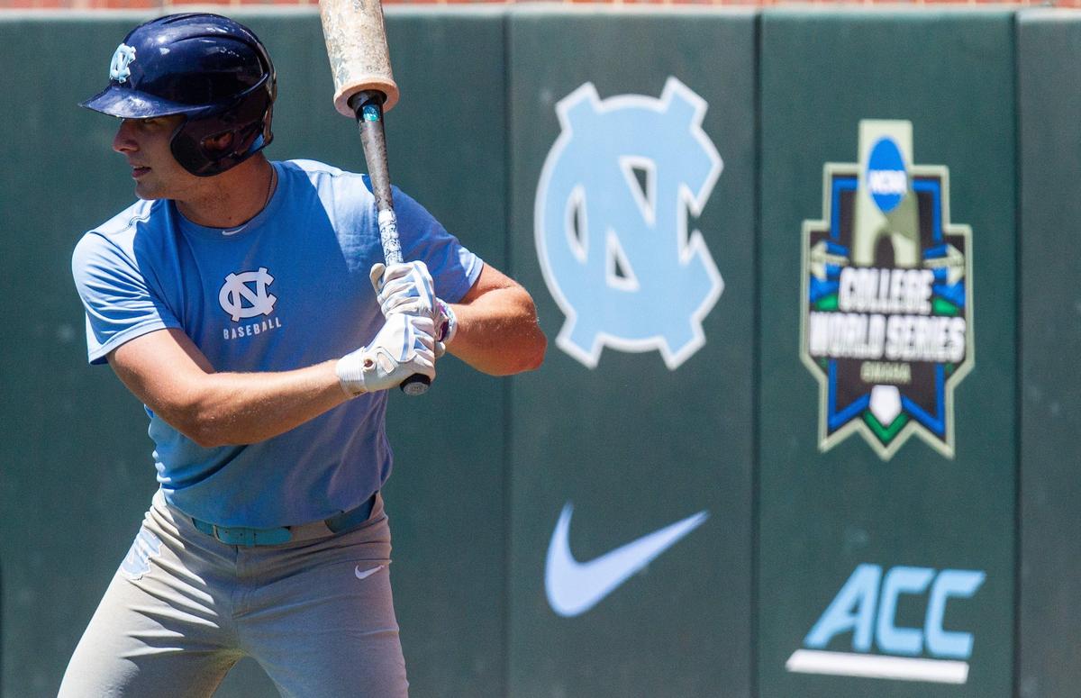 UNC-Chapel Hill’s Michael Busch (15) practices Wednesday, May 15, 2019 at Boshamer Stadium in Chapel Hill.