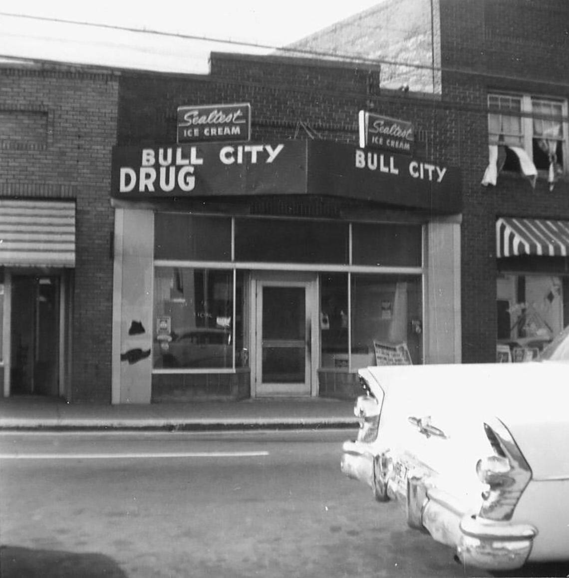 Bull City Drug at 610 Fayetteville Street in Durham, photographed in 1965.