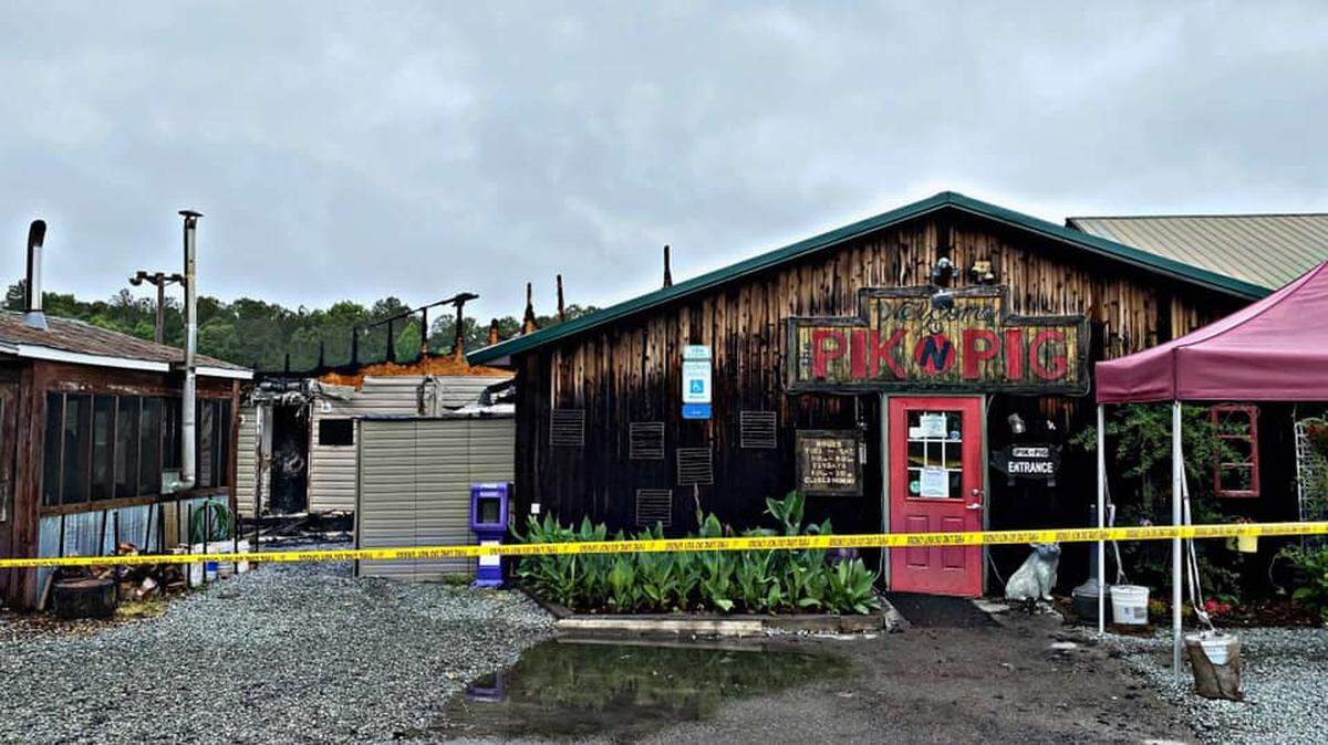 The Pik N Pig in Carthage, N.C., was heavily damaged on May 30, 2021 in an early-morning fire.