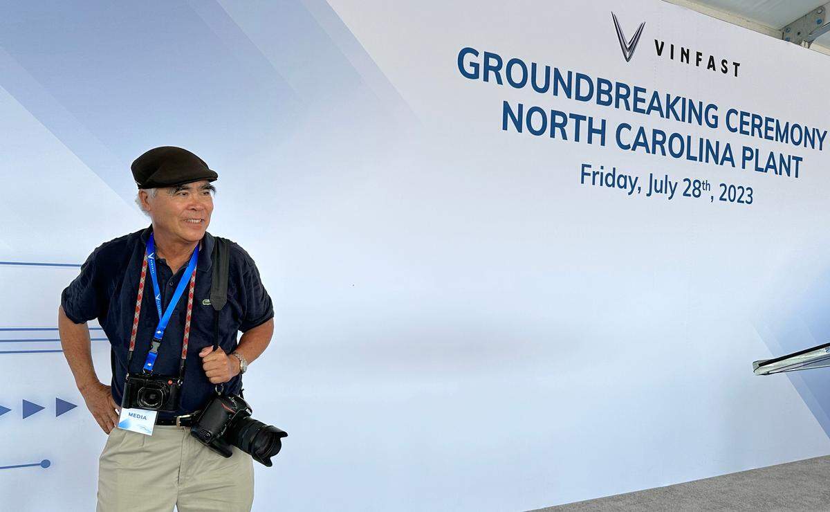 Photographer Nick Ut, who won a Pulitzer Prize for an iconic photo he took in Vietnam in 1972, was working at the groundbreaking ceremony for the VinFast electric vehicle plant in Moncure.