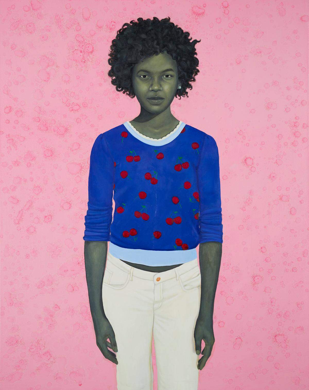 Amy Sherald, “Light is easy to love.” (detail), 2017. Oil on canvas, 54 × 43 inches (137.2 × 109.2 cm). Collection of the Nasher Museum of Art at Duke University. Gift of Jennifer McCracken New and Jason G. New, in honor of Sarah Schroth upon the occasion of our New York City visit, March 2017; 2017.3.1. Copyright Amy Sherald. Courtesy of the artist and Hauser & Wirth, New York, New York.