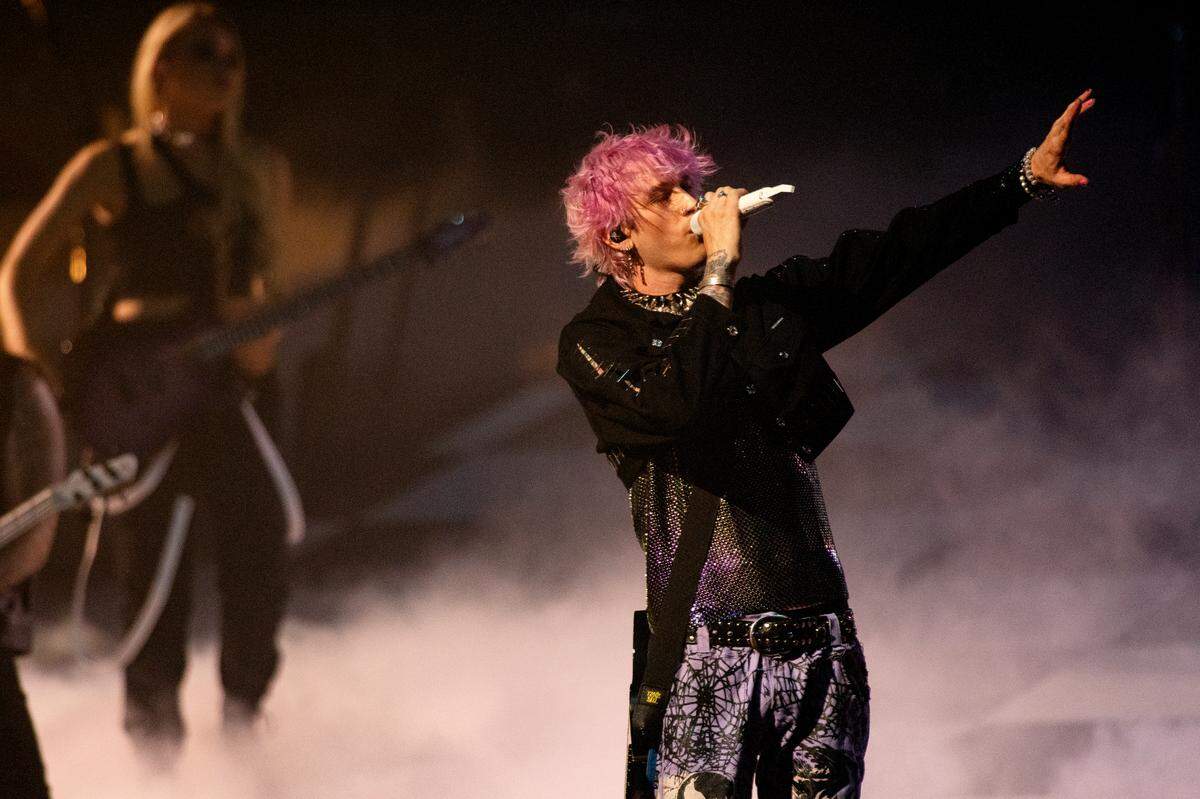 Machine Gun Kelly brings his “Mainstream Sellout Tour” to Raleigh, N.C.’s PNC Arena, Wednesday night, June 22, 2022.
