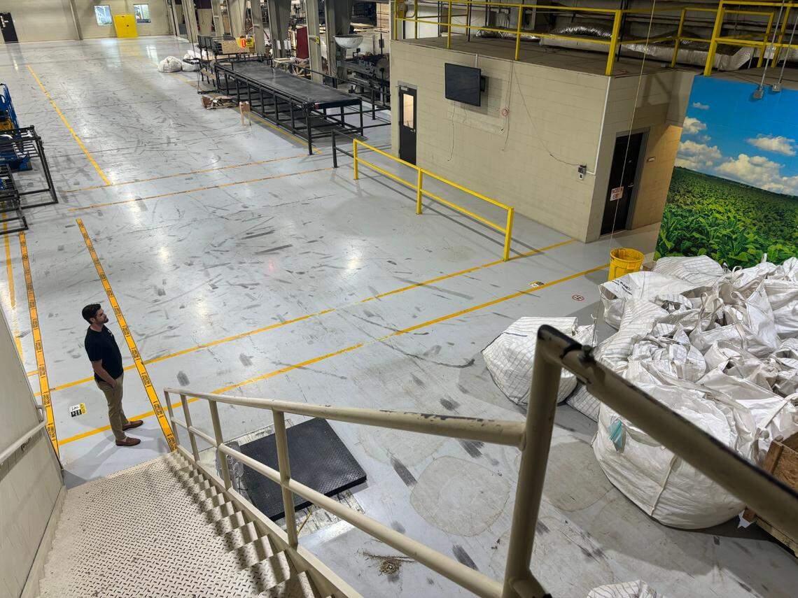 Plantd cofounder and CEO Nathan Silvernail at his company’s headquarters in Oxford, NC. Until 2022, the facility was a tobacco factory owned by Reynolds American.