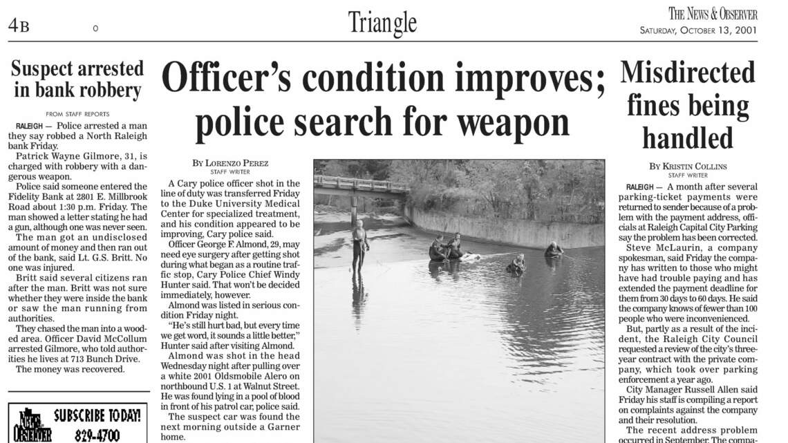 Cary police officer shot during routine traffic stop — Today in Triangle History