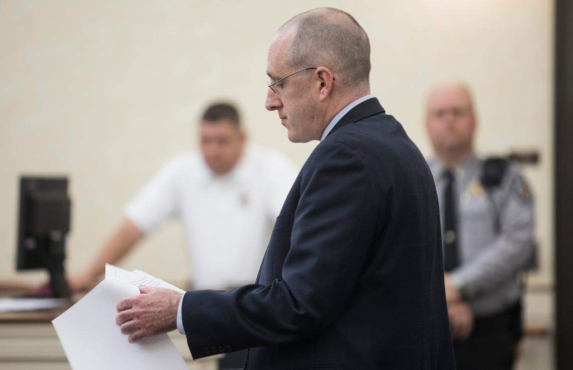 Ripley Rand, who represents the UNC System, speaks during a hearing at the Orange County Courthouse on Wednesday, Feb. 12, 2020 held to determine whether the Sons of Confederate Veterans had legal standing to bring a lawsuit against the UNC System over the statue known as Silent Sam, which resulted in a $2.5 million settlement. The settlement was voided by an Orange County Superior Court  judge.   