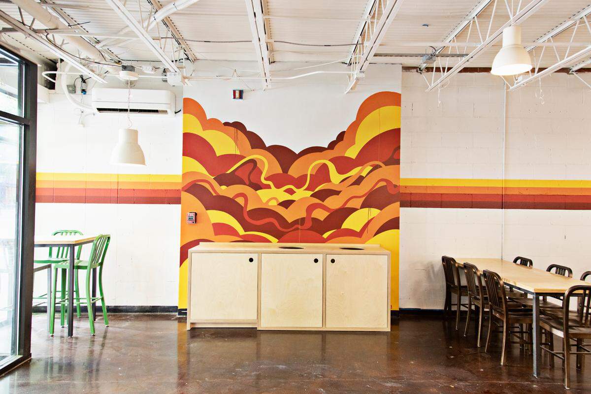 Joseph Giampino’s work was commissioned for the new Union Special Bread location in the former Tama Tea location in downtown Raleigh.