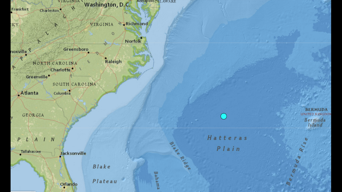 A 4.5 earthquake was reported 325 miles off the North Carolina coast Wednesday, April 19, according to the U.S. Geological Survey.