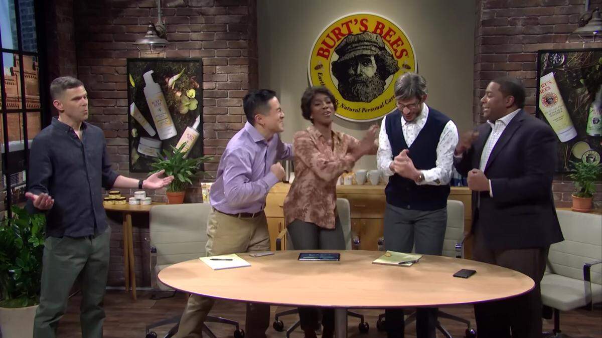 Durham’s own skincare favorite Burt’s Bees made a cameo appearance on “Saturday Night Live” this weekend along with a realistic red-brick backdrop from its home on the American Tobacco Campus.