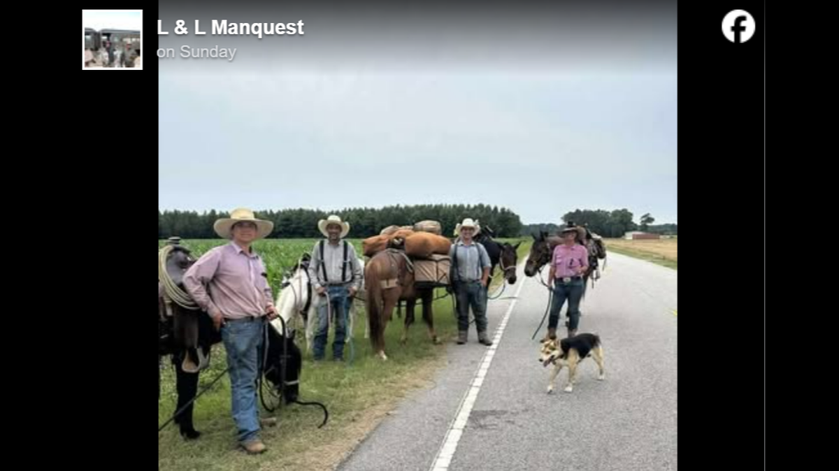 The White family began their journey on horse back in California and was intent on reaching the Atlantic Ocean via Holden Beach, North Carolina. The town says it stopped them.