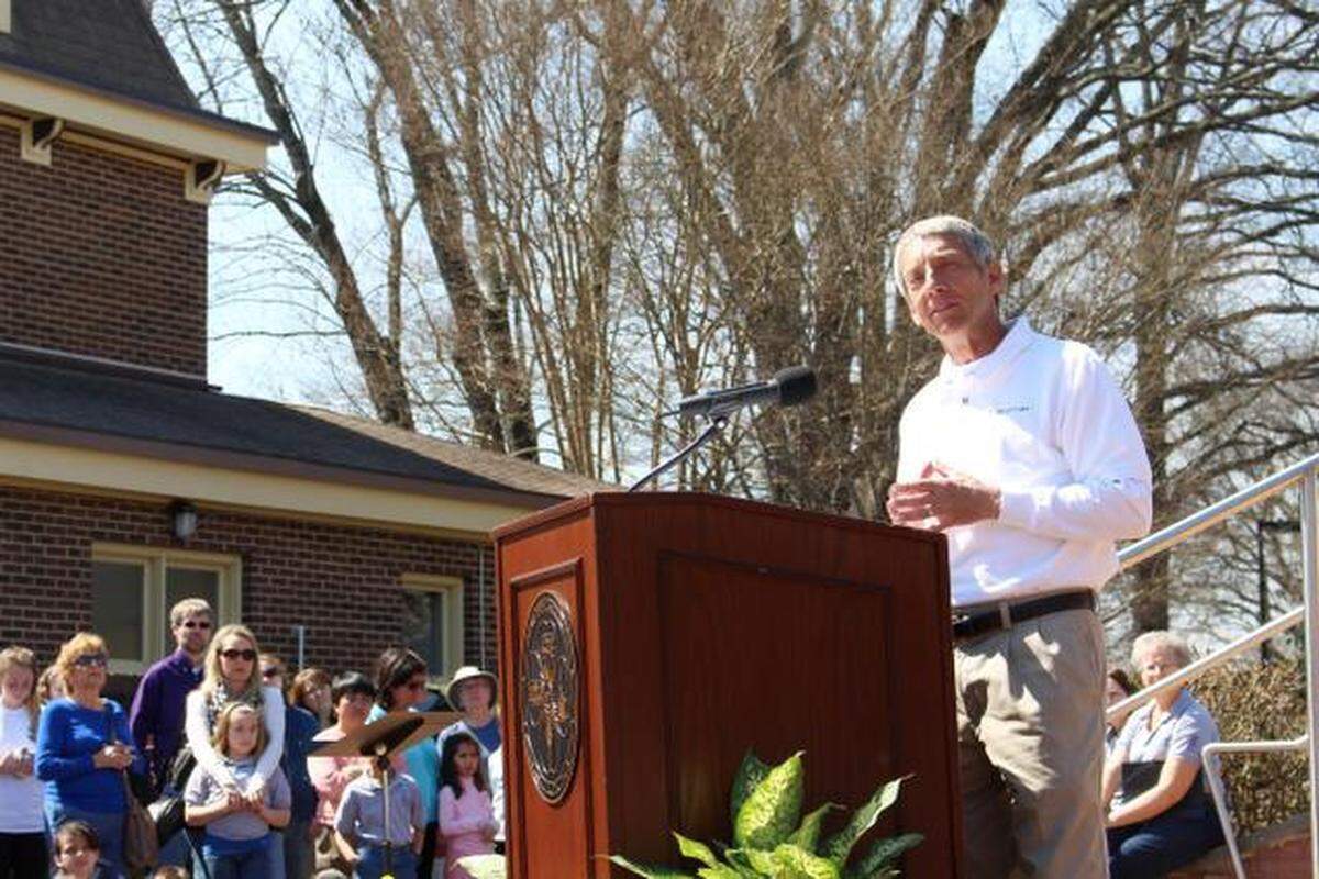 While the town of Cary has grown by 29% in the last decade, according to Mayor Harold Weinbrecht (seen here during the town’s 2015 Arbor Day celebration) it population of people 55 and over increased from 12% of the town to 18% from 2010 to 2020.