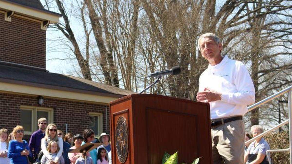 While the town of Cary has grown by 29% in the last decade, according to Mayor Harold Weinbrecht (seen here during the town’s 2015 Arbor Day celebration) it population of people 55 and over increased from 12% of the town to 18% from 2010 to 2020.