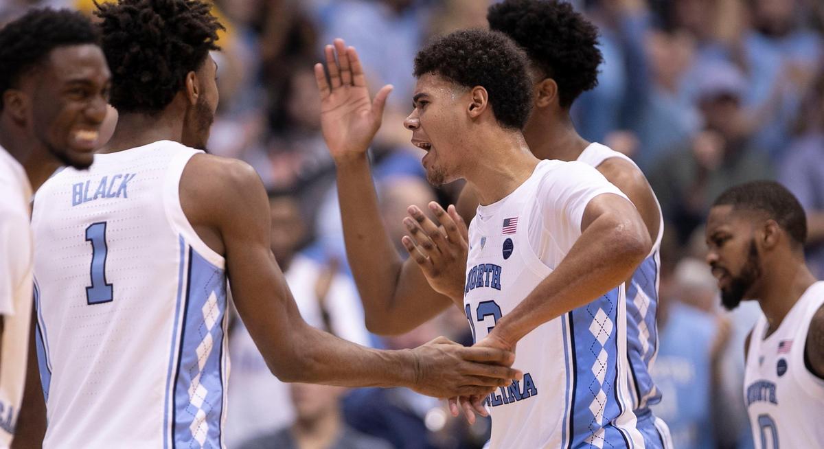 North Carolina’s Cameron Johnson (13) comes out of the game in the final minute against Gonzaga after leading all scores with 25 points in the Tar Heels’ 103-90 victory on Saturday, December 15, 2018 at the Smith Center in Chapel Hill, N.C.
