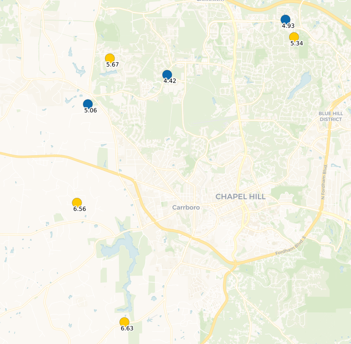 Total rainfall amounts from Tropical Storm Debby in Chapel Hill, North Carolina. The figures are from the Community Collaborative Rain, Hail & Snow Network, a national nonprofit that measures local rainfall and submits data to the National Weather Service.