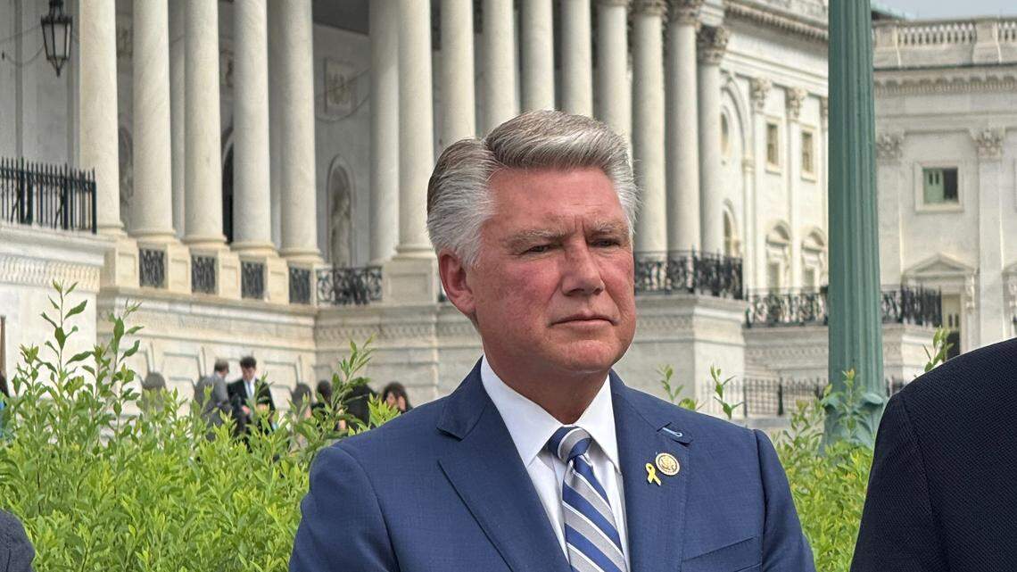 Rep. Mark Harris stands outside the U.S. Capitol on July 16, 2025, in Washington, D.C.