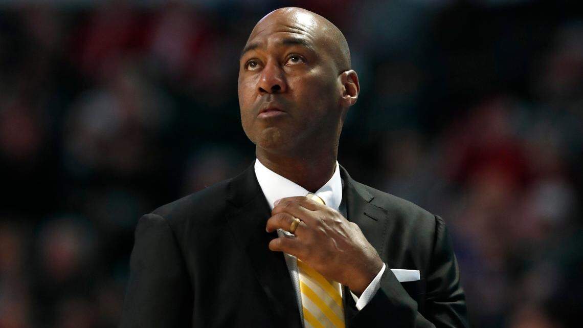 Wake Forest head coach Danny Manning looks up at the scoreboard during the first half of N.C. State’s game against Wake Forest at Joel Coliseum in Winston-Salem, N.C., Saturday, Dec. 7, 2019.