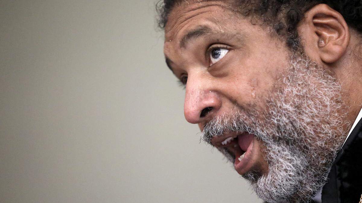 Rev. William Barber speaks to protesters inside the state Legislative Building on Wednesday, May 24, 2023, in Raleigh. Barber was arrested Monday, April 28, 2025, by U.S. Capitol Police in Washington, D.C., while praying for God’s intervention as Congress develops a federal budget opponents say will cut life-saving services for the poor.