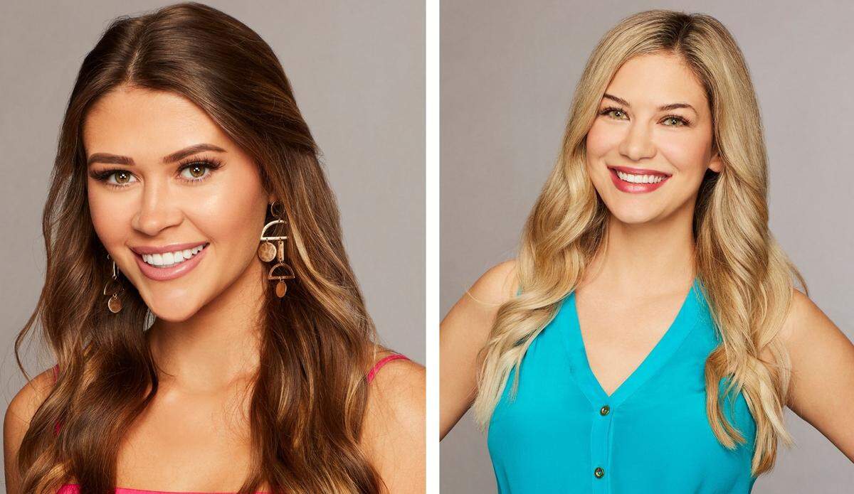 Caelynn Miller-Keyes, left, and Nina Bartula, right, appear on the new season of “The Bachelor” on ABC.