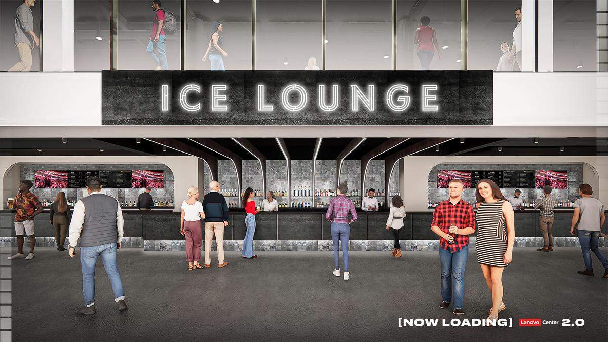 A rendering of the Ice Lounge at the Lenovo Center.
