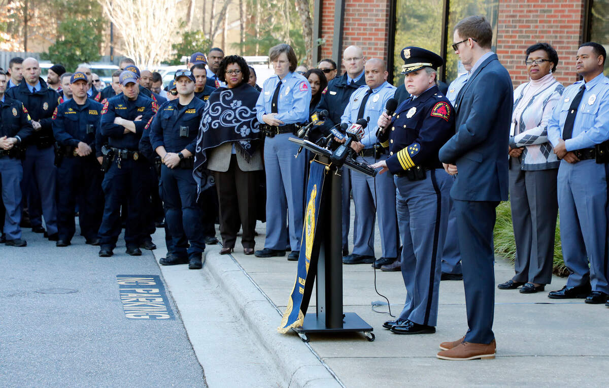 Raleigh Deputy Chief Karen Riggsbee speaks during a celebration to welcome back Raleigh police officer Charles Ainsworth back to the Raleigh Police Department Thursday, Jan. 9, 2020. Ainsworth was shot several times at close range while responding to a call of a stolen car Jan. 9, 2019. The incident left him severely injured and hospitalized for months.
