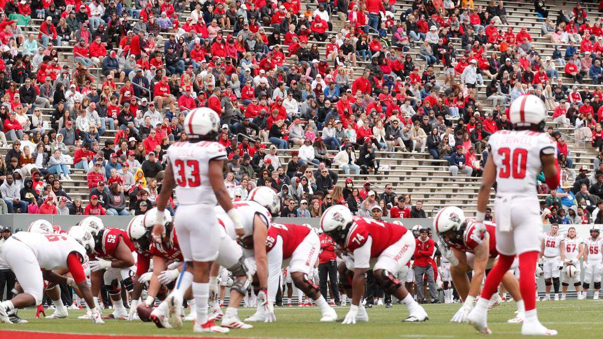 Fans watch N.C. State football’s spring game at Carter-Finley Stadium in Raleigh, N.C., Saturday, April 9, 2022.
