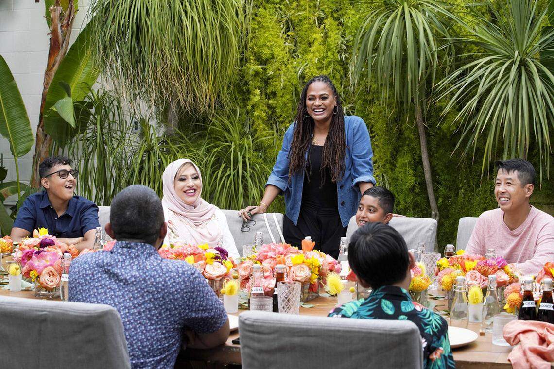 Ava Duvernay, center, in the new NBC unscripted series “Home Sweet Home.”