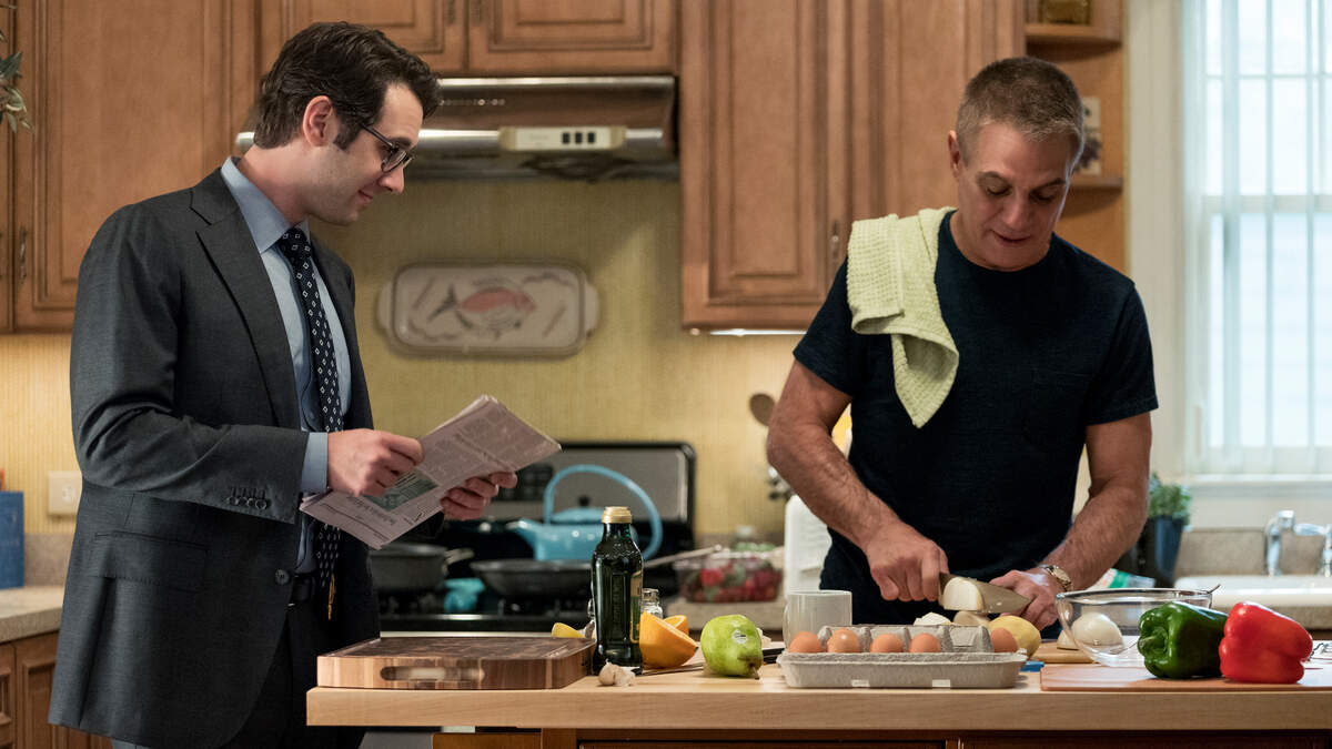 Josh Groban, left, and Tony Danza star as a father-son duo in the Netflix series “The Good Cop.”