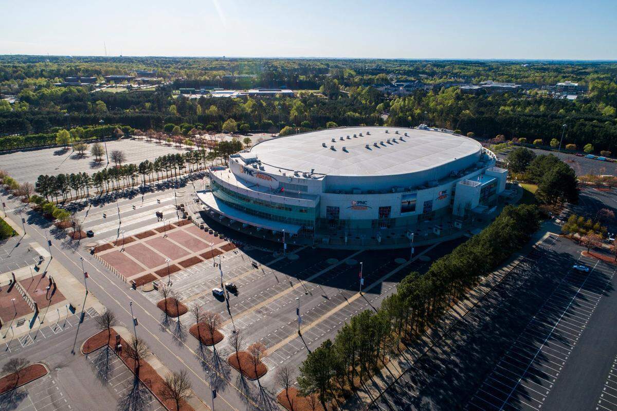 PNC Arena is empty and unable to host events Thursday, April 2, 2020 as social distancing and stay at home orders are in effect during the coronavirus pandemic.