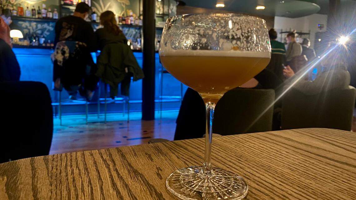 The author enjoys a Leo Sour, better-known as an alcohol-free amaretto sour, at Raleigh’s Umbrella Dry Bar in celebration of Dry January.