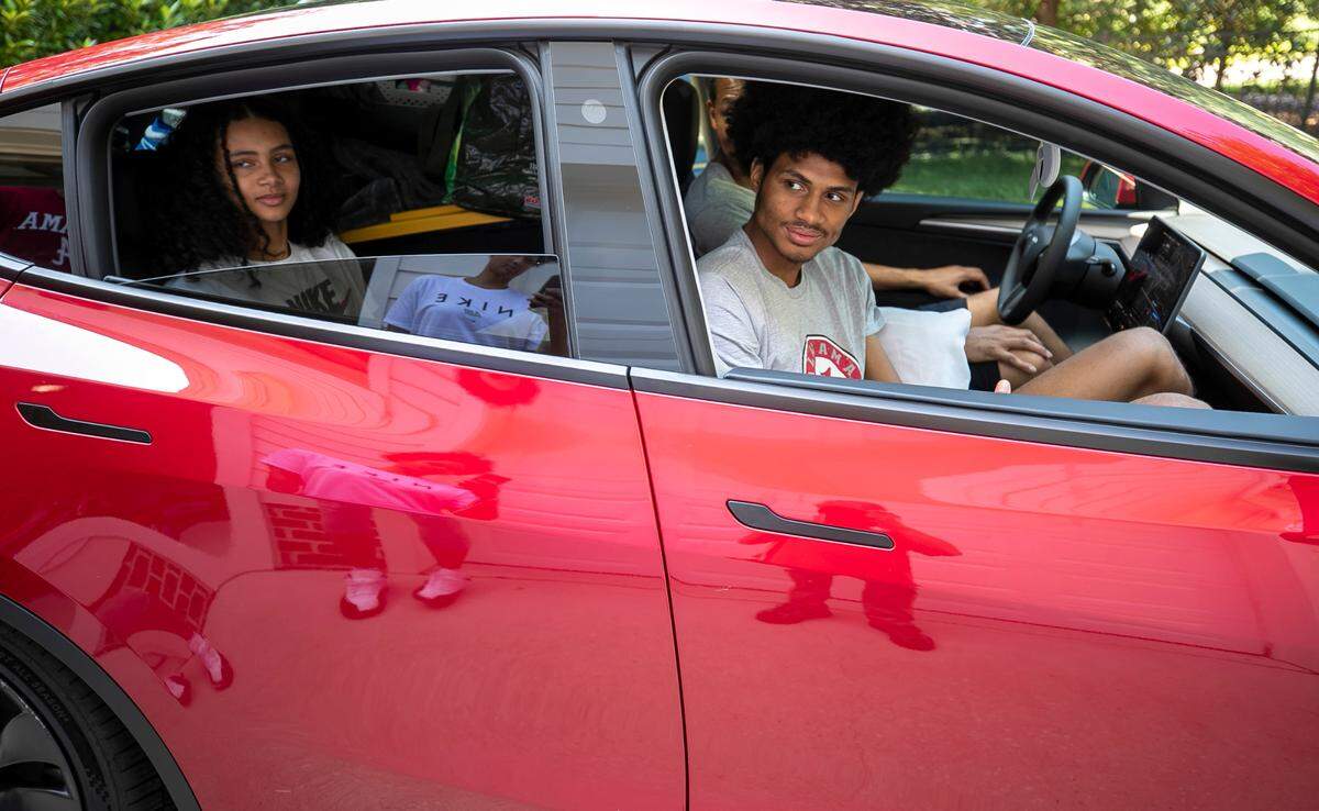 Jarin Stevenson, with his sister Naomi Stevenson, and father Jarod Stevenson, depart for Tuscaloosa, Ala., on Wednesday, June 28, 2023 from their home in Chapel Hill, N.C.  One week ago Stevenson, one of the top high school basketball players in North Carolina, announced he was reclassifying and committed to play for the University of Alabama. 