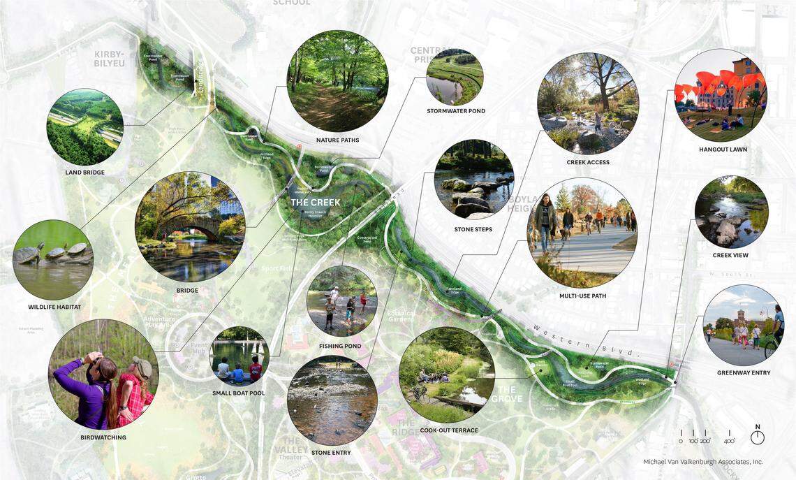 The proposed plan for The Creek in Dix Park.