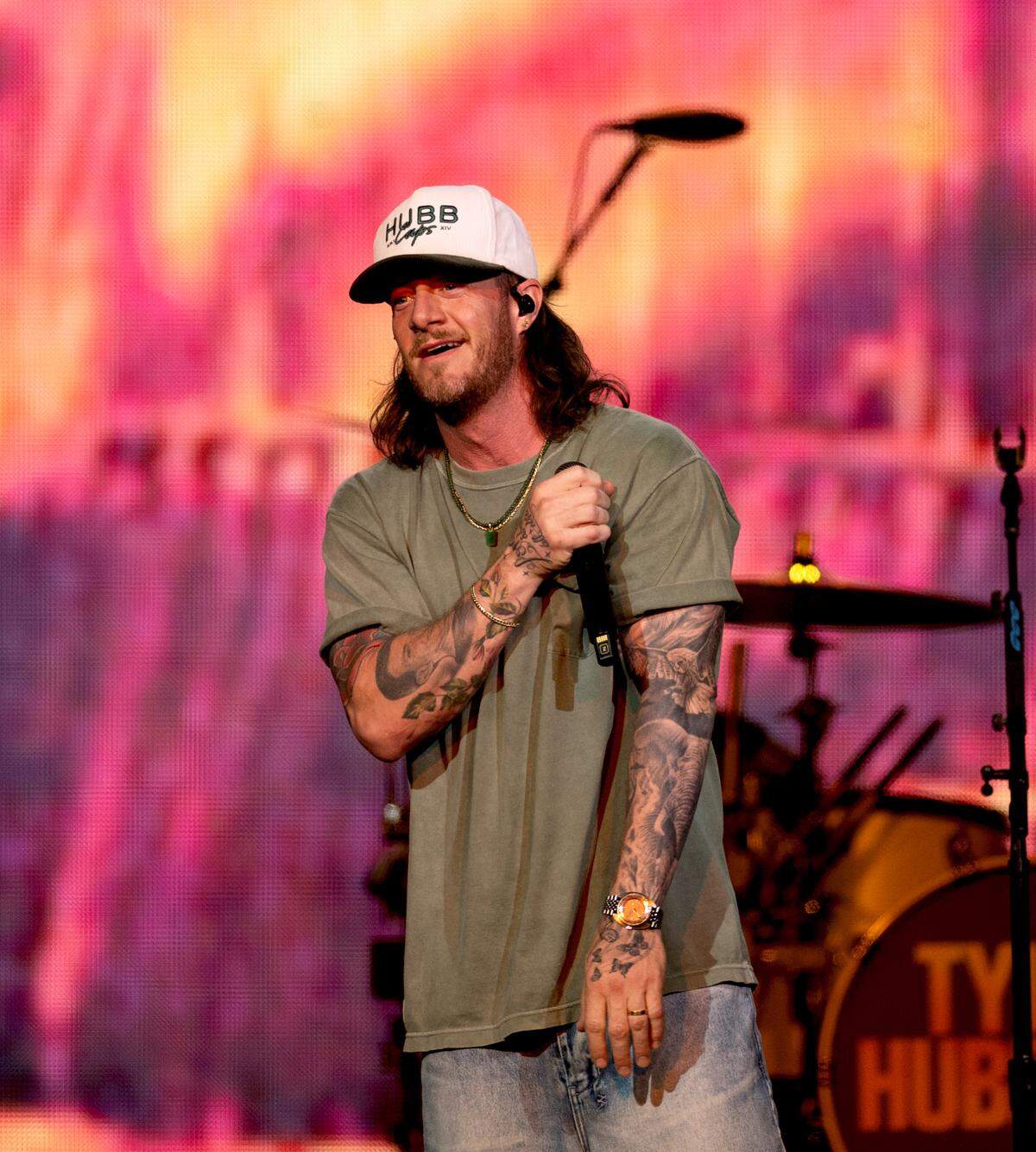 Tyler Hubbard opens for Kane Brown on the “In The Air Tour” to Raleigh, N.C.’s PNC Arena, Friday night, June 7, 2024.