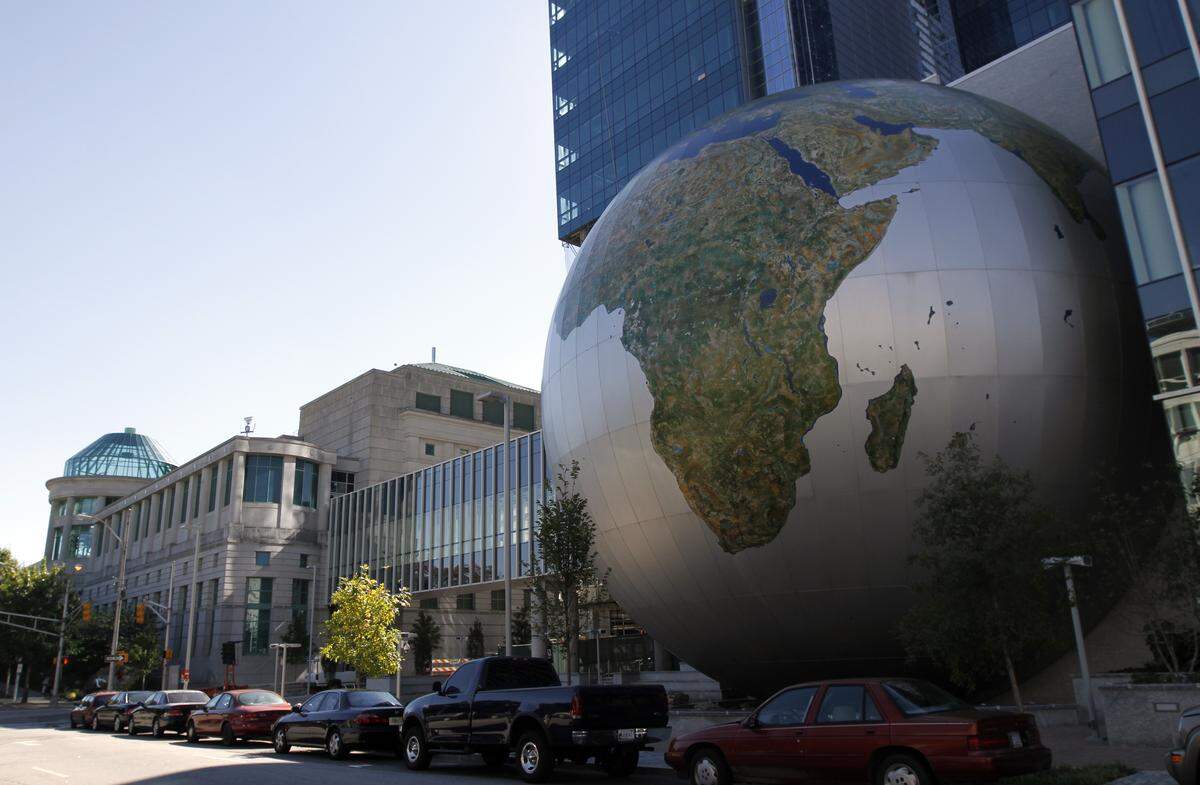 A large globe of the planet Earth is part of the Nature Research Center at the N.C. Museum of Natural Sciences addition in downtown Raleigh, NC on Oct. 16, 2012.