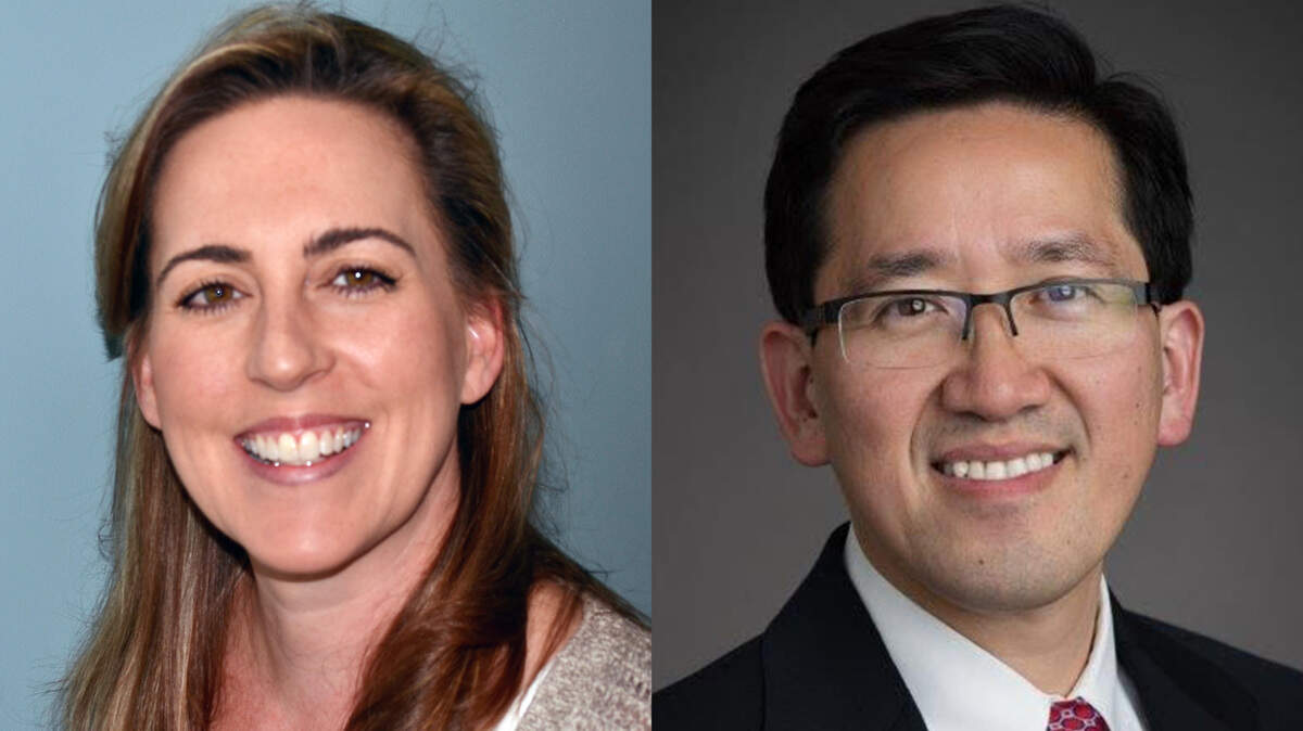 Cheryl Caulfield (left) and Dr. Wing Ng (right) were the only two Republican-endorsed candidates to win Wake County school board seats on Nov. 8, 2022. They’ll take office Dec. 6.